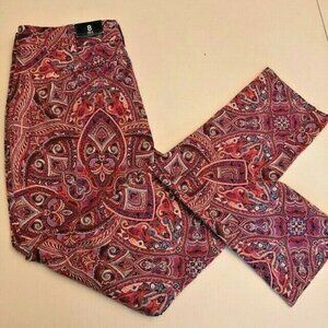 Lands End Twill Paisley Pants Size 8 NWT Women's